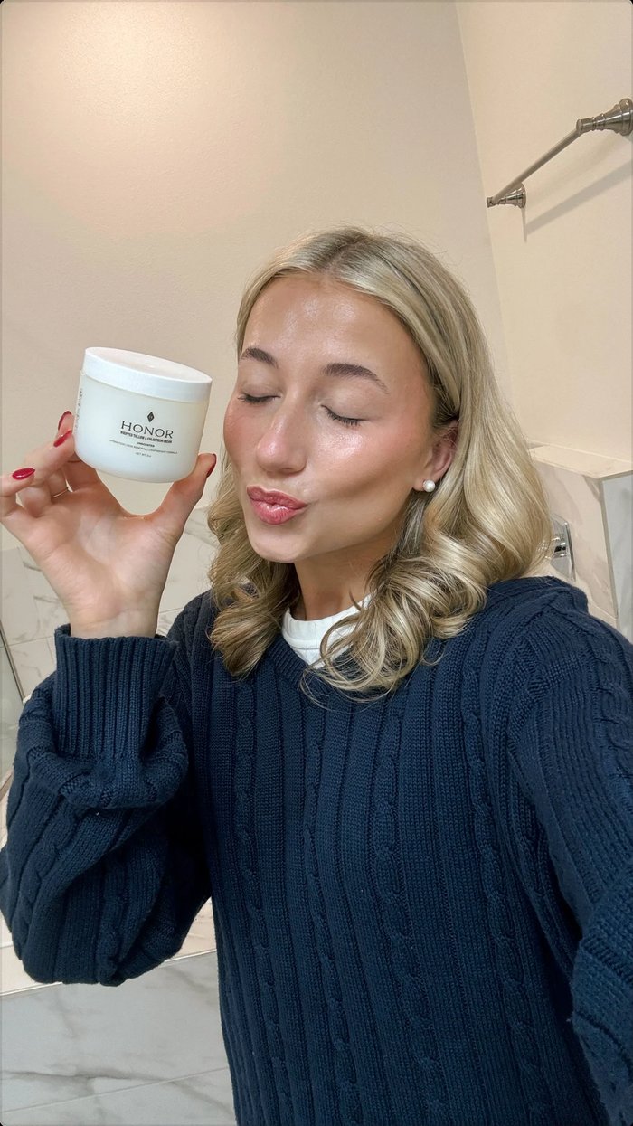 Sophia with her Honor products